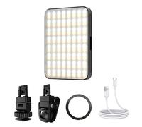 ohfruit LED Fill Light with 128 Total Lights Fill Light with Phone Clip 3 Light Modes Portable Rechargeable Magnetic Phone Selfie Light for Selfie, Video Conference, Vlog Black