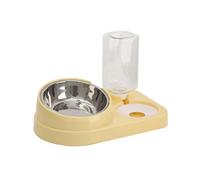 ohfruit Pet Feeder, 2 in 1 Tilted Cat Dog Bowl with 700ml Automatic Water Dispenser, Stainless Steel Inner Bowl and PP Base Non Slip, for Food and Water for Cats and Dogs A