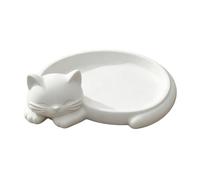 ohfruit Sleeping Cat Ring Dish, Decorative Jewelry Tray for Trinkets | Durable PLA material with charming cat design, perfect for home decor and jewelry storage White