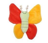 ohfruit Squeaky Dog Toy, Butterfly Shape Plush with Sound Paper, Bite Resistant Massages Gums, for Small Medium Dogs Energy Burn and Anxiety Relief Red
