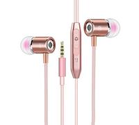 ohfruit Wired Earphone with Microphone 3.5mm, Wired Earbuds with Volume Control in-Ear Headphones, Magnetic Absorption Universal Wire Control Anti-winding Wired Earbuds Rose Gold