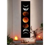 Ohhvvow Moon Phase Wall Art Painting, 47L x 11.8W Black and Tawny Modern Abstract Canvas Wall Art Painting for Living Room Bedroom Decor, Contemporary Artwork for Home Office, Unframed