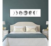 Ohhvvow Zunniu Moon Phase Wall Art Painting, Black and White Moon Canvas Print Poster Wall Art Decoration for Bedroom Living Room (White)…