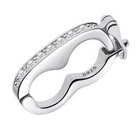 OHINGLT 925 Sterling Silver Necklace Shortener Clasp,Pearl Enhancer Push Clasp with Secure Lock,Strand Shortener Openable Lock Extender for Necklace Chain