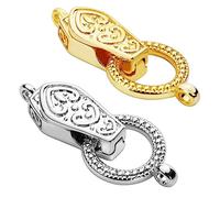 OHINGLT Fold Over Magnetic Necklace Clasps and Closures 18K Gold and Silver Plated Brass with Loop Magnet Converter for DIY Bracelet Jewelry Making