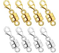OHINGLT Magnetic Necklace Clasp Extra Strong, Gold and Silver Plated Magnet Jewelry Clasps Converters, Bracelet Extender for Women Seniors