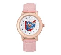 Ohio Brick Map Flag Classic Watches for Women Pink Leather Strap Trendy Quartz Watch for Small Wrists