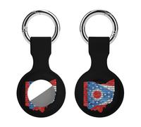 Ohio Brick Map Flag Funny GPS Cases Holder with Key Chain Ring Protective Cover Compatible with Airtag 1PCS