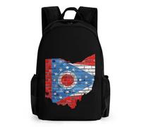 Ohio Brick Map Flag Trendy Printed Travel Backpack with Pocket Funny 16 Inch Shoulder Daypack for Work Hiking Camping