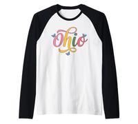 Ohio Butterfly Script Cute Girl State Pride Womens & Kids Raglan Baseball Tee