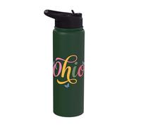 Ohio Butterfly Script Cute Girl State Pride Womens & Kids Stainless Steel Insulated Water Bottle