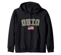 Ohio Camo University College State American Flag Zip Hoodie