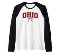 Ohio Leopard Bow Girl State Pride Trendy Design Raglan Baseball Tee