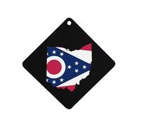 Ohio Map Flag Car Air Freshener Decorative Hanging Aromatherapy Tablets for Car Trucks Rhombus