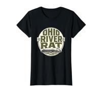 Ohio River Rat Towboat Barge Deckhand River Town Pride Value Graphic T-Shirt, Women, Black, M