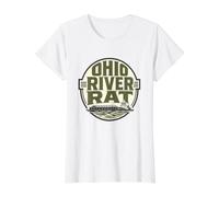 Ohio River Rat Towboat Barge Deckhand River Town Pride Value Graphic T-Shirt, Women, White, M