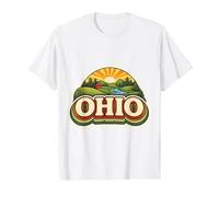 Ohio Souvenir Vacation Memorabilia Badge State Trip Visitor Value Graphic T-Shirt, Men, White, M