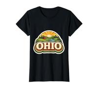 Ohio Souvenir Vacation Memorabilia Badge State Trip Visitor Value Graphic T-Shirt, Women, Black, S
