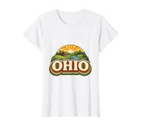 Ohio Souvenir Vacation Memorabilia Badge State Trip Visitor Value Graphic T-Shirt, Women, White, M