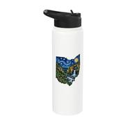 Ohio Starry Night Van Gogh Waterfall Forest Ohioan Pride Stainless Steel Insulated Water Bottle