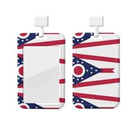 Ohio State Flag ABS ID Badge Holder with Lanyard, Slide Cover Waterproof Anti-Fouling, Durable for Work - Events
