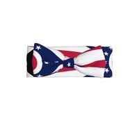 Ohio State Flag Baby Bow Headband for Girls - Soft & Stretchy Polyester Infant Headband, Perfect for Newborns, 0-6 Months, Baby Gift, Photo Prop