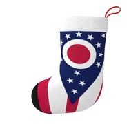Ohio State Flag Christmas Stocking 17.7", Festive Hanging Sock for Fireplace Mantel, Holiday Decorations