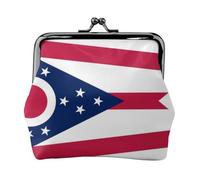 Ohio State Flag Coin Purse-Leather Kiss Lock Wallet Small Clutch