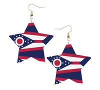 Ohio State Flag Leather Star Shaped Earrings Fashion Accessories Lightweight Festivals Parties Everyday Life