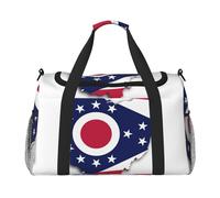 Ohio State Flag Map print Travel Duffle Bag Gym Bag for Women,Puffer Tote Bag,Weekender Overnight Bag Organizer, Black, One Size