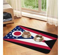 Ohio State Flag Pet Feeding Mat Dog Cat Eating Food Absorbent Leather Tablecloth for and Water Bowl Waterproof No Stains Quick Dry Non-Slip 23.62 * 15.75IN