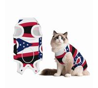 Ohio State Flag Pet Recovery Suit for Dogs - Soft Cotton Surgical Recovery Suit to Prevent Licking, Prevent Licking Puppy Onesies, Black