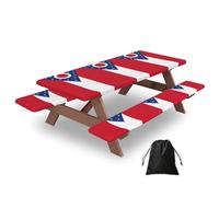 Ohio State Flag Print Camping Essentials Waterproof Camping Table And Bench Cover With Drawstring Bag 183 Cm