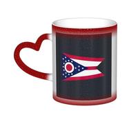 Ohio State Flag Print Ceramic Mug, Black to White Thermochromic Coffee Cup for Home Office Cafe