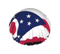 Ohio State Flag Print Large Size Waterproof Shower Cap For Women And Men Reusable Lightweight Soft Hat
