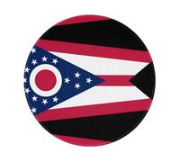 Ohio State Flag Print Round Mousepad, Rubber Base Computer Mousepad for Laptop, Desktop and Gaming