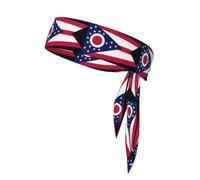 Ohio State Flag Print Sports Headband, Adjustable Head Tie For Running, Tennis & Workouts, Soft Fit