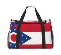 Ohio State Flag print Travel Duffle Bag Gym Bag for Women,Puffer Tote Bag,Weekender Overnight Bag Organizer, Black, One Size