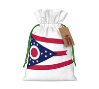 Ohio State Flag Print Xmas Drawstring Wrapping Bags For Xmas Package Storage, Christmas Party Supplies Favors