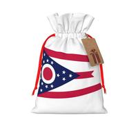 Ohio State Flag Print Xmas Drawstring Wrapping Bags For Xmas Package Storage, Christmas Party Supplies Favors