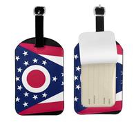Ohio State Flag Printed Leather Luggage Tag, Durable Baggage Identifier, Soft PU ID Label, for Business Travel
