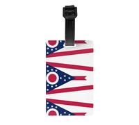 Ohio State Flag Printed PVC Luggage Tag Travel Anti Lost ID Label Personal Info Tag for Backpack and Suitcase