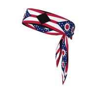 Ohio State Flag Printed sport Headband Unisex - Adjustable Elastic Sweat Band for Fitness, Sports & Running