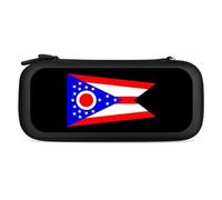 Ohio State Flag Printed Switch Carrying Case with 15 Game Cards Slots Portable Storage Cases Gaming Travel Accessories