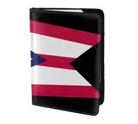 Ohio State Flag Printing Cowhide Passport Holder,Passport Cover,Travel Card Cover Case For Men Women,Documents Protector, Black, One Size