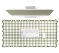 ohisxiacy Scalloped Green Checkered Desk Mat Cute Pastel Large Gaming Mouse Pad Gingham Kawaii Cottagecore Vintage Girly Keyboard Computer Mat Aesthetic Desk Pad Accessories Office Decor for Women