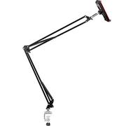 OHITEC Heavy Duty Phone/Tablet Metal Holder Universal Mobile Cell Smartphone Mount Lazy Bracket 360° Rotation Gooseneck Clamp Stand Flexible Long Arm for 4-11 Inch Devices (Black, 2-Section)