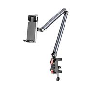 OHITEC Press-Type Aluminum Alloy Phone/Tablet Metal Holder for Bed Adjustable Foldable Stand for Desk Universal Lazy Bracket 360° Rotation Flexible Long Arm for 4-13" Devices (Grey)