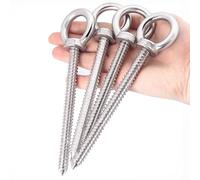 OHIYO 16 cm Heavy Duty Eye Hooks M10 Self Tapping Eyelet Screw Load Capacity 350 kg Heavy Duty Screw in Eye Hooks for Hammock Stand, Swing Chair, Yoga, Heavy Indoor & Outdoor Uses (4Pack- M10)