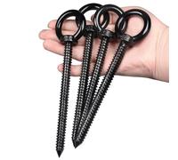 OHIYO 16cm Heavy Duty Eye Hooks M10 Self Tapping Eyelet Screw Load Capacity 350kg Heavy Duty Screw in Eye Hooks for Hammock Stand, Swing Chair, Yoga, Heavy Indoor & Outdoor Uses (Black)